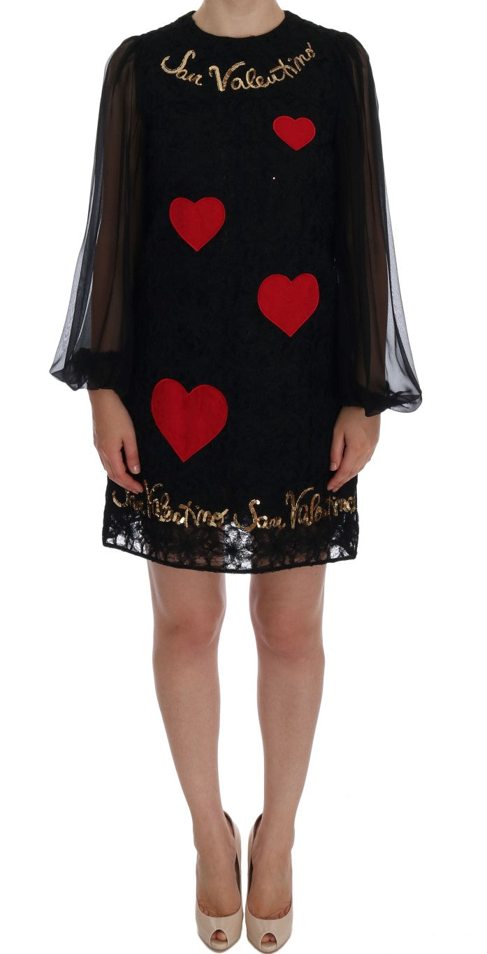 Чорна мереживна довга сукня Dolce &amp; Gabbana з блискітками