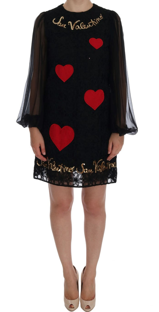 Чорна мереживна довга сукня Dolce &amp; Gabbana з блискітками