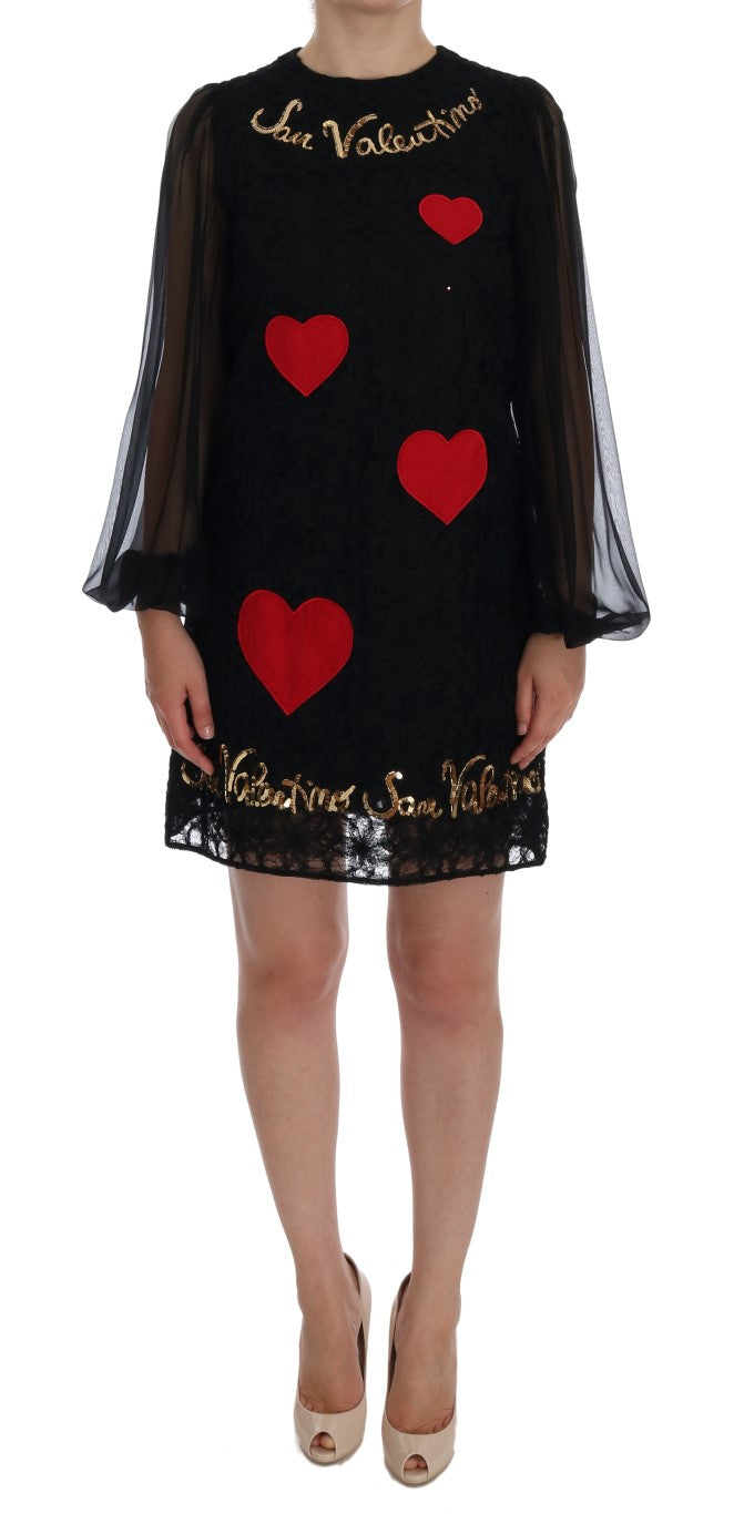 Чорна мереживна довга сукня Dolce &amp; Gabbana з блискітками