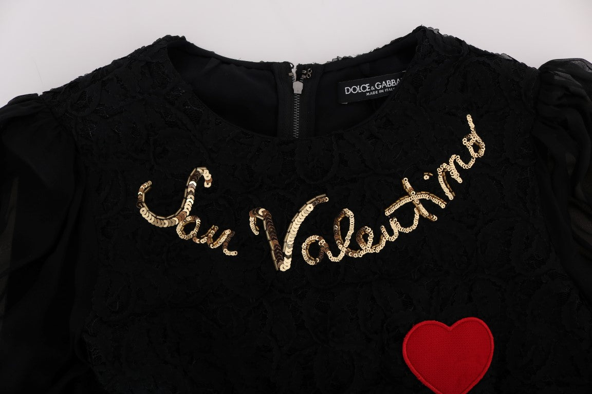 Чорна мереживна довга сукня Dolce &amp; Gabbana з блискітками