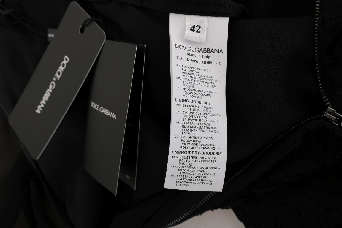 Чорна мереживна довга сукня Dolce &amp; Gabbana з блискітками