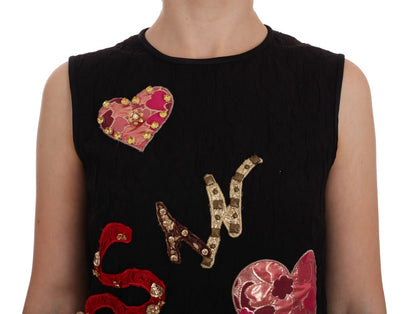 Чорна еластична міні-сукня Dolce &amp; Gabbana, прикрашена кристалами