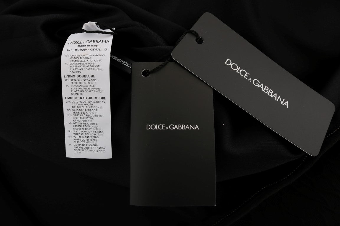 Чорна еластична міні-сукня Dolce &amp; Gabbana, прикрашена кристалами