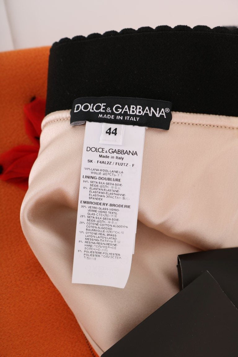 Вовняна спідниця Dolce &amp; Gabbana з прикрасами яскраво-помаранчевого кольору