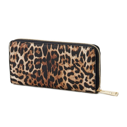 Plein Sport Sleek Designer Zipper Wallet with Gold Accents