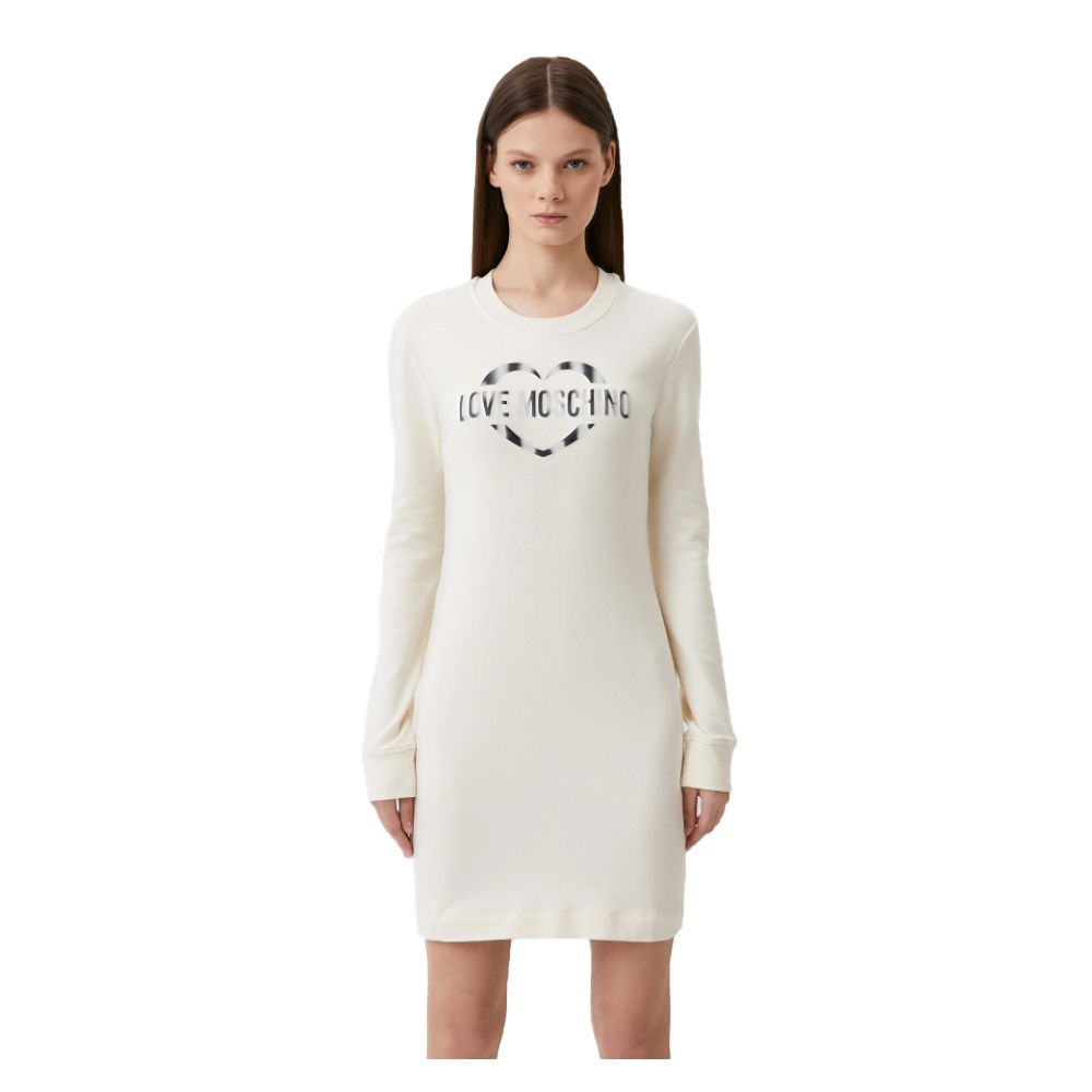 Love Moschino Шикарна біла сукня зі суміші бавовни з логотипом