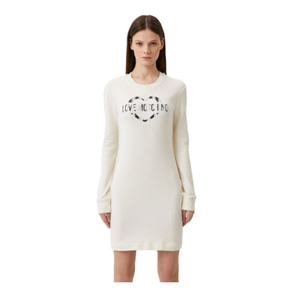 Love Moschino Шикарна біла сукня зі суміші бавовни з логотипом