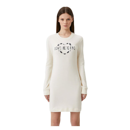 Love Moschino Шикарна біла сукня зі суміші бавовни з логотипом