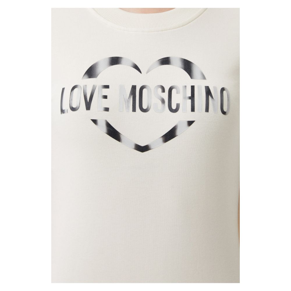 Love Moschino Шикарна біла сукня зі суміші бавовни з логотипом