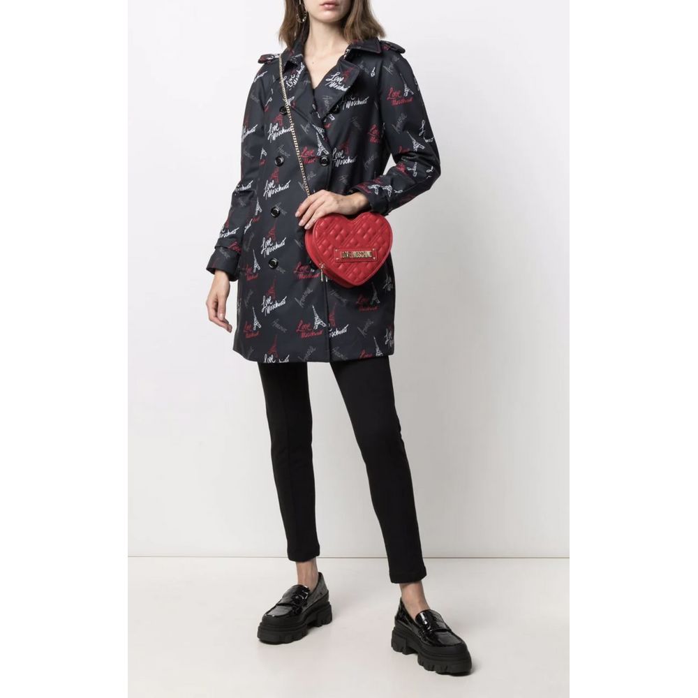 Чорне жіноче пальто з поліестеру Love Moschino