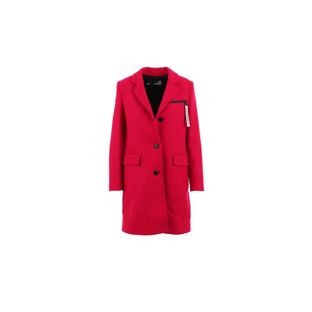 Love Moschino Chic Рожеве вовняне пальто з логотипом