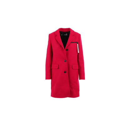 Love Moschino Chic Рожеве вовняне пальто з логотипом