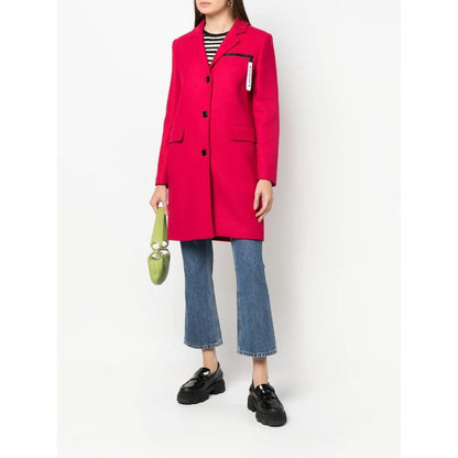 Love Moschino Chic Рожеве вовняне пальто з логотипом