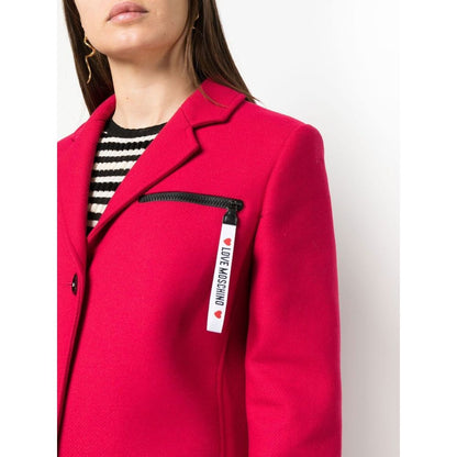 Love Moschino Chic Рожеве вовняне пальто з логотипом
