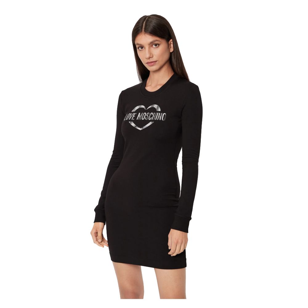 Love Moschino Шикарна сукня з логотипом із суміші бавовни