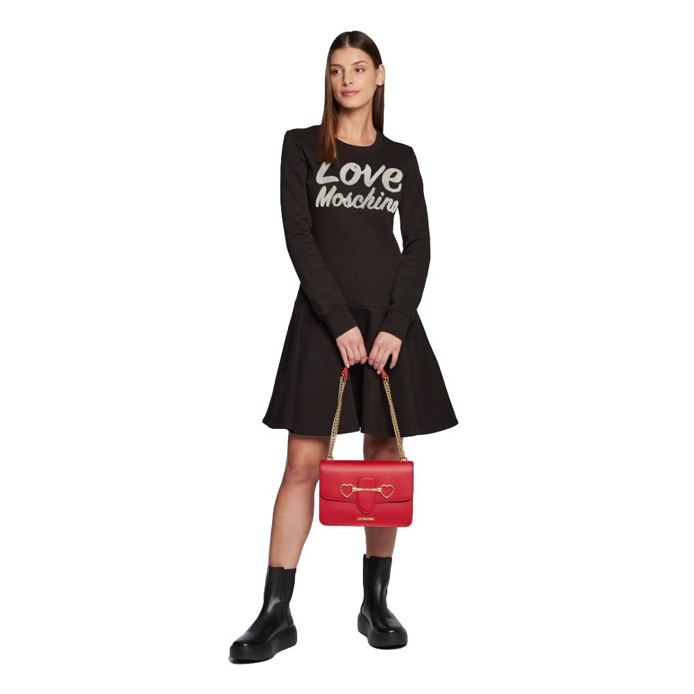 Love Moschino Шикарна сукня зі суміші бавовни з тисненим логотипом