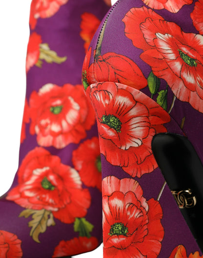 Черевики Dolce &amp; Gabbana з фіолетовим квітковим трикотажем