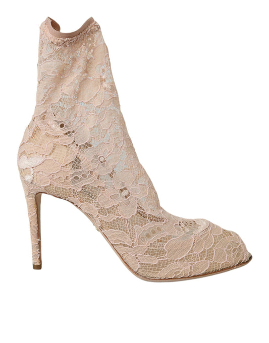 Черевики Dolce &amp; Gabbana Beige Stretch Taormina Lace Boots