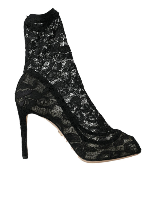 Черевики Dolce &amp; Gabbana Black Stretch Taormina Lace Boots