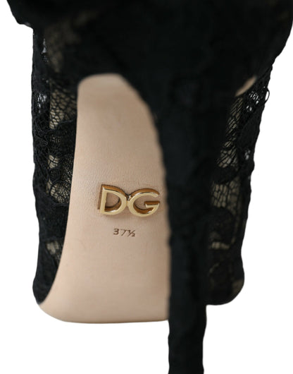 Черевики Dolce &amp; Gabbana Black Stretch Taormina Lace Boots