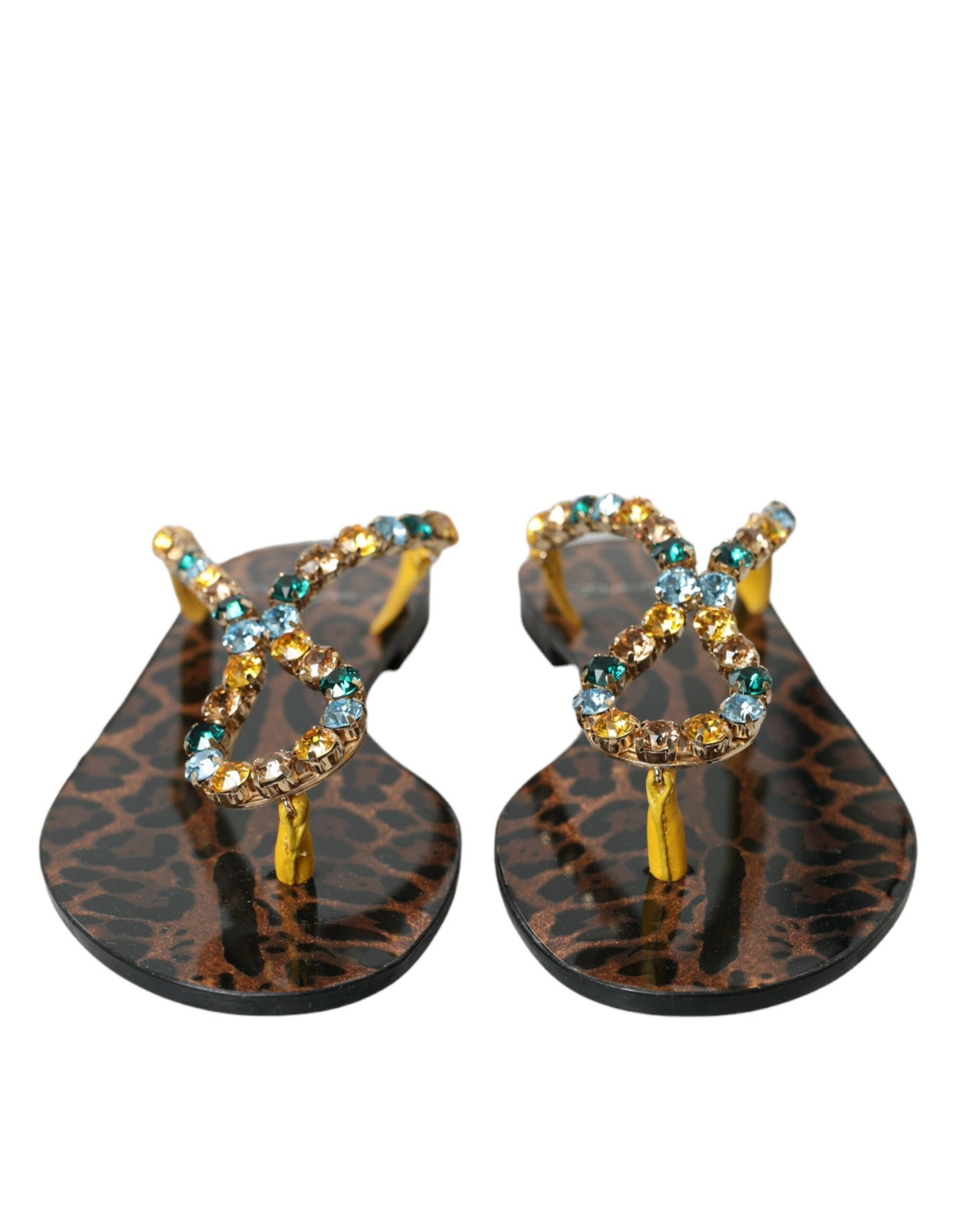 Пляжне взуття Dolce &amp; Gabbana з гірчичним кристалом і телячою шкірою
