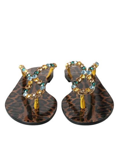 Пляжне взуття Dolce &amp; Gabbana з гірчичним кристалом і телячою шкірою