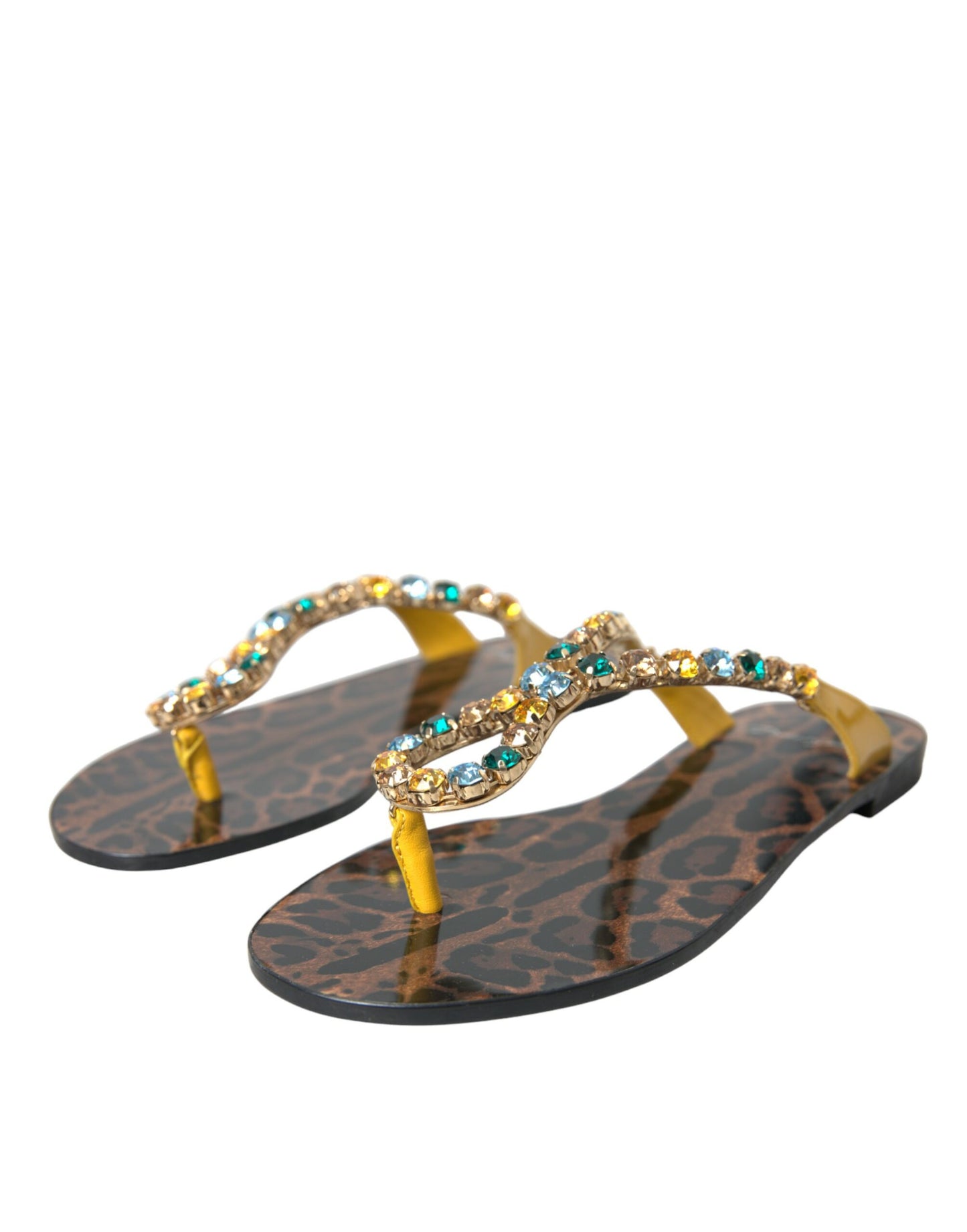 Пляжне взуття Dolce &amp; Gabbana з гірчичним кристалом і телячою шкірою