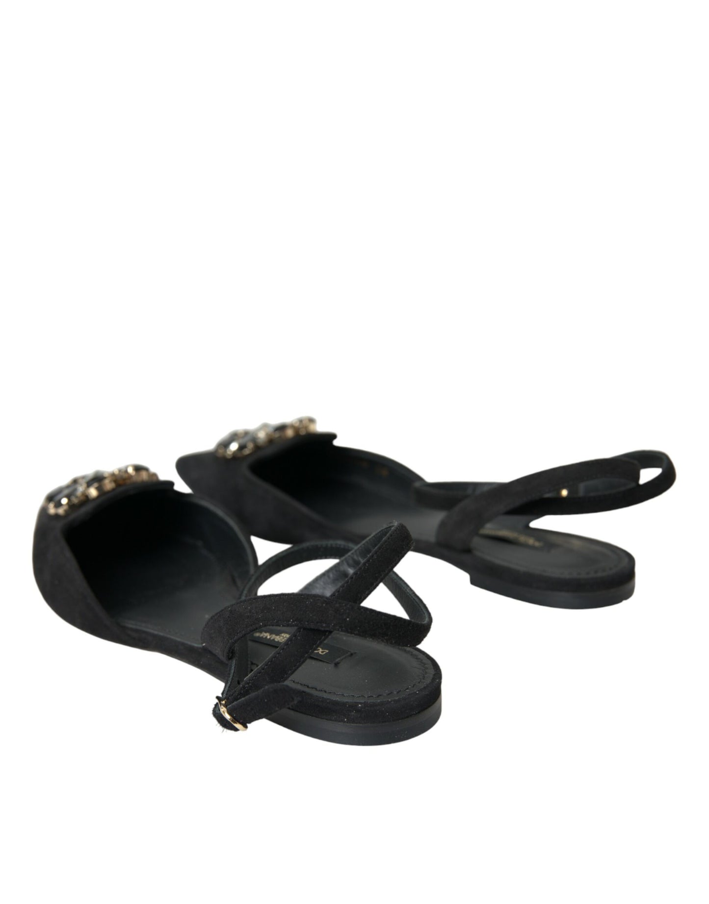Чорні шкіряні босоніжки Dolce &amp; Gabbana Crystal Slingback