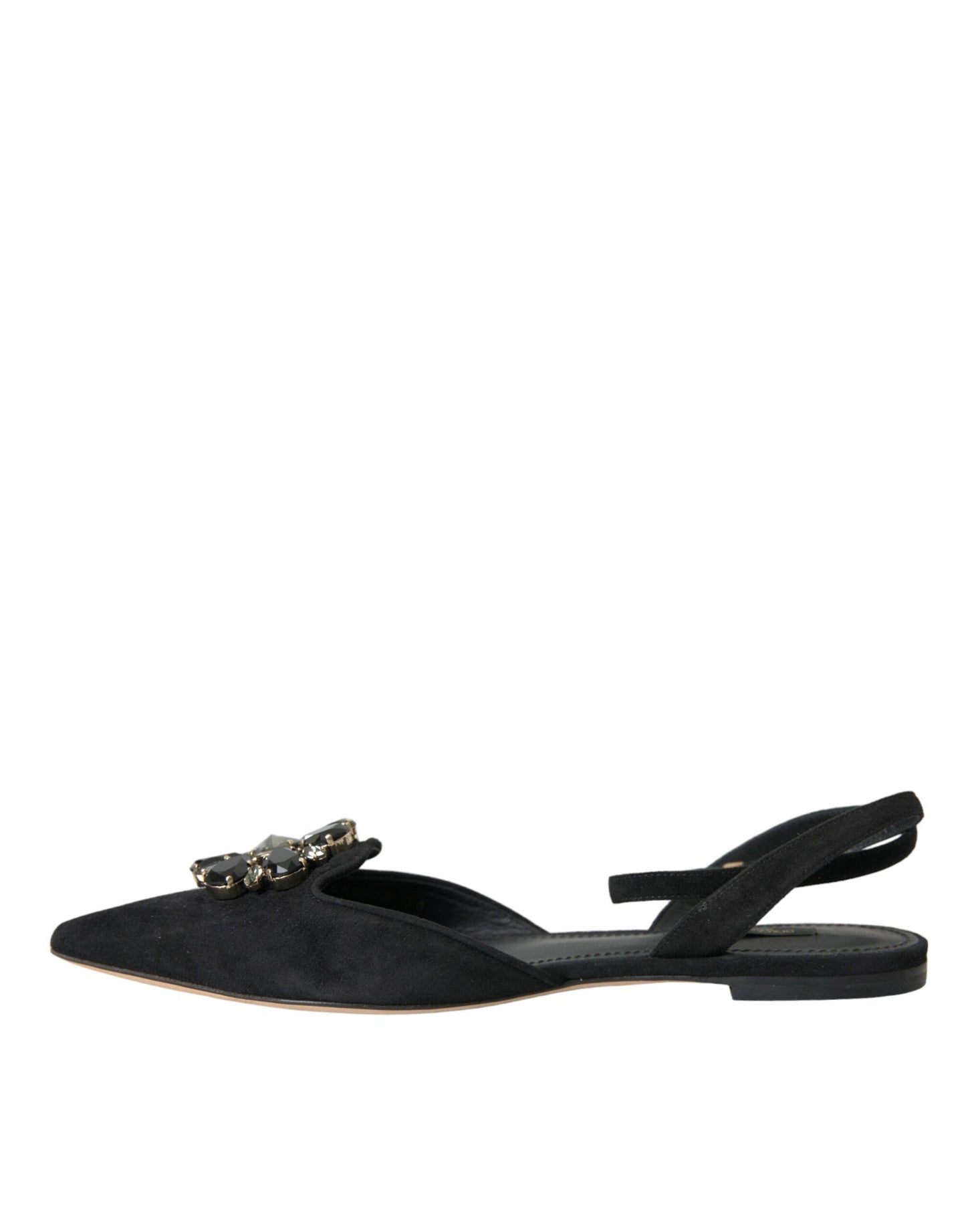 Чорні шкіряні босоніжки Dolce &amp; Gabbana Crystal Slingback