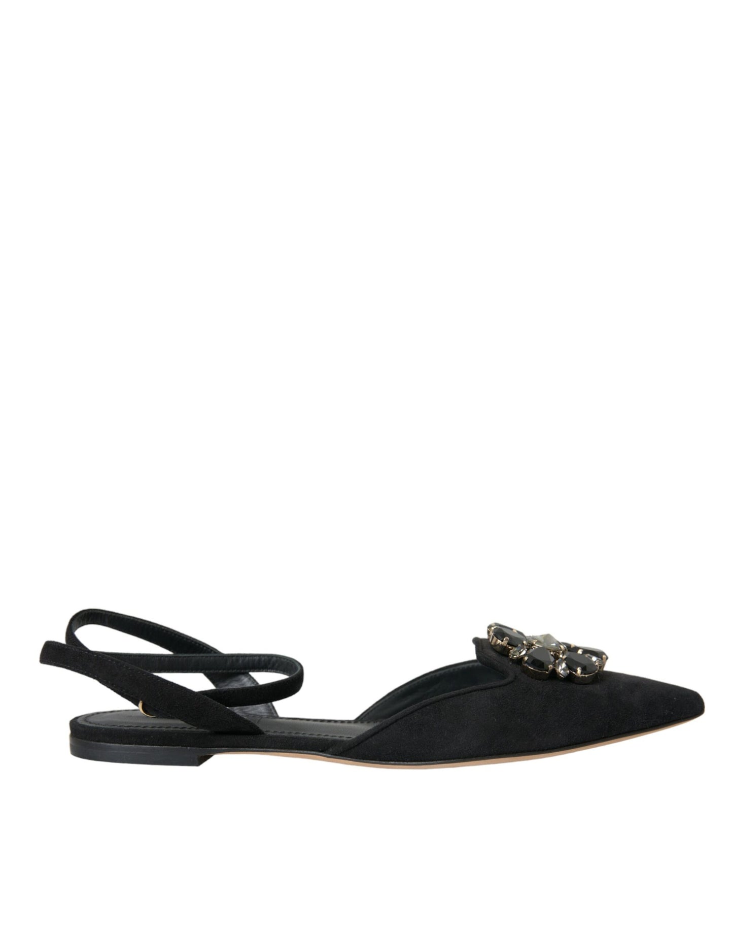 Чорні шкіряні босоніжки Dolce &amp; Gabbana Crystal Slingback
