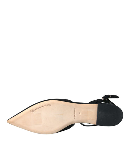 Чорні шкіряні босоніжки Dolce &amp; Gabbana Crystal Slingback