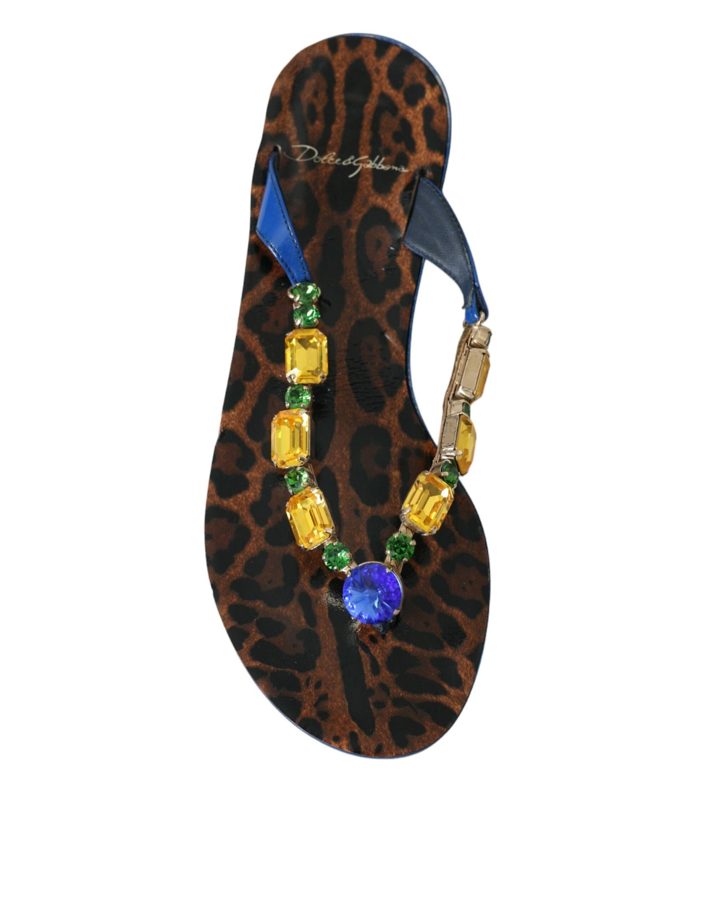 Пляжне взуття Dolce &amp; Gabbana Blue Crystal із телячої шкіри
