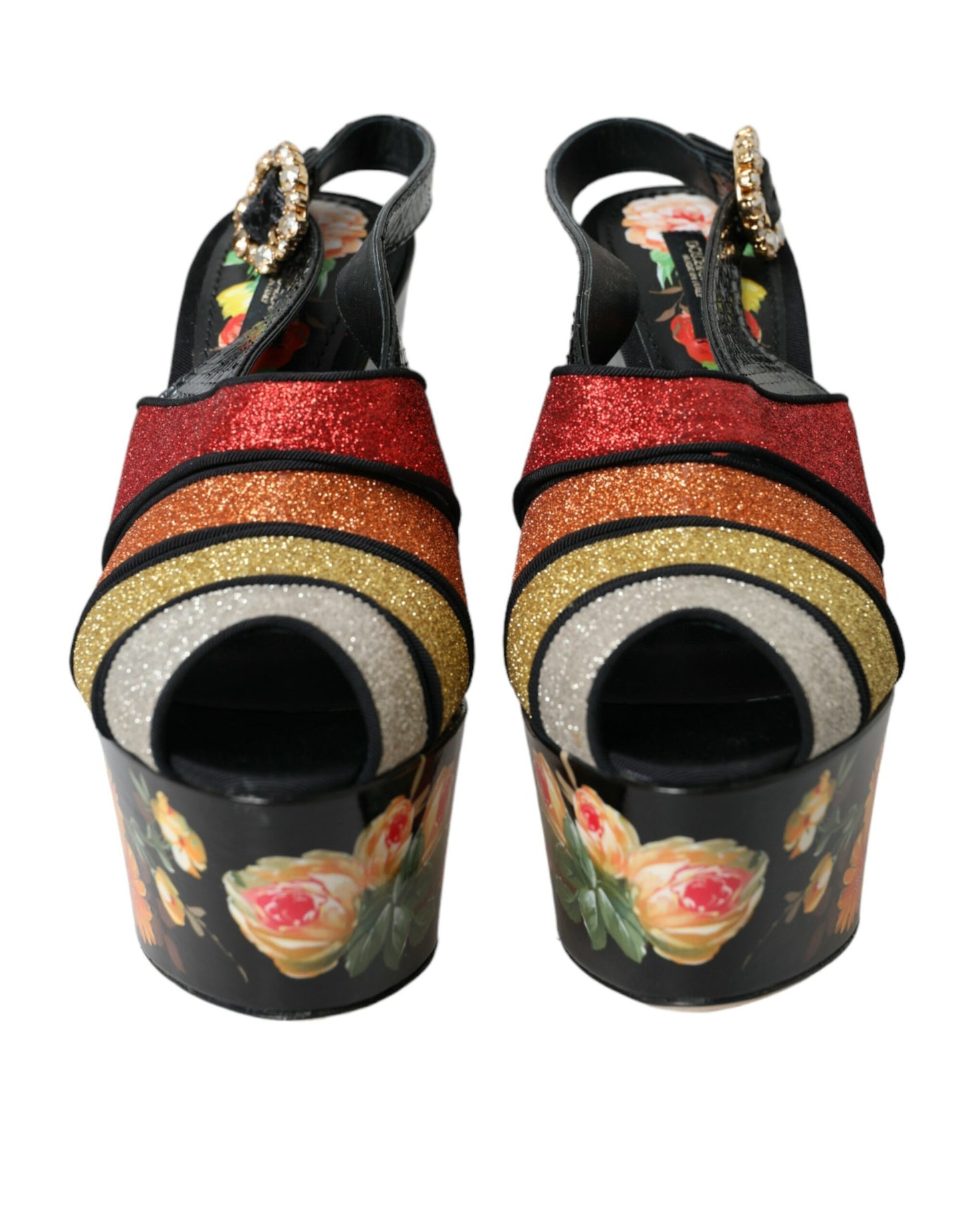 Багатобарвні босоніжки на платформі з квітковим кристалом Dolce &amp; Gabbana