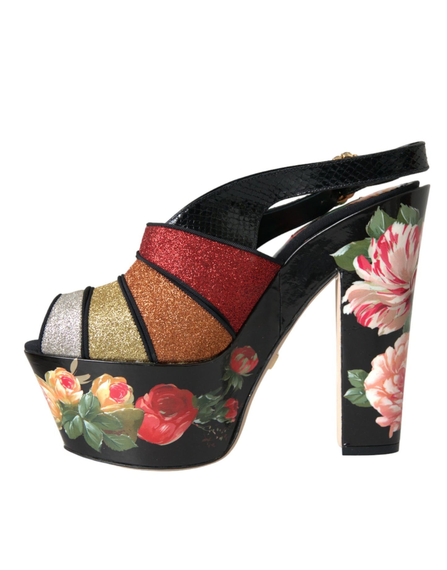 Багатобарвні босоніжки на платформі з квітковим кристалом Dolce &amp; Gabbana