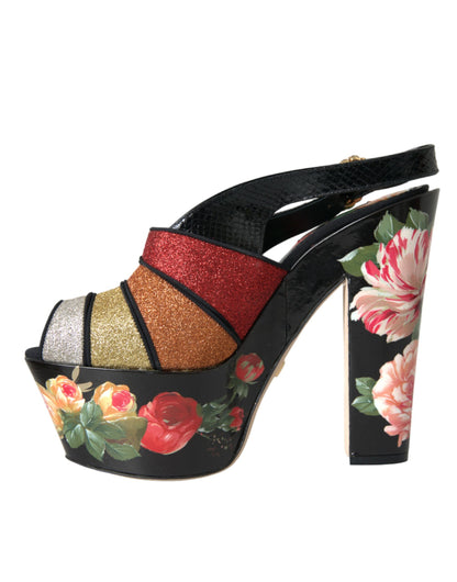 Багатобарвні босоніжки на платформі з квітковим кристалом Dolce &amp; Gabbana