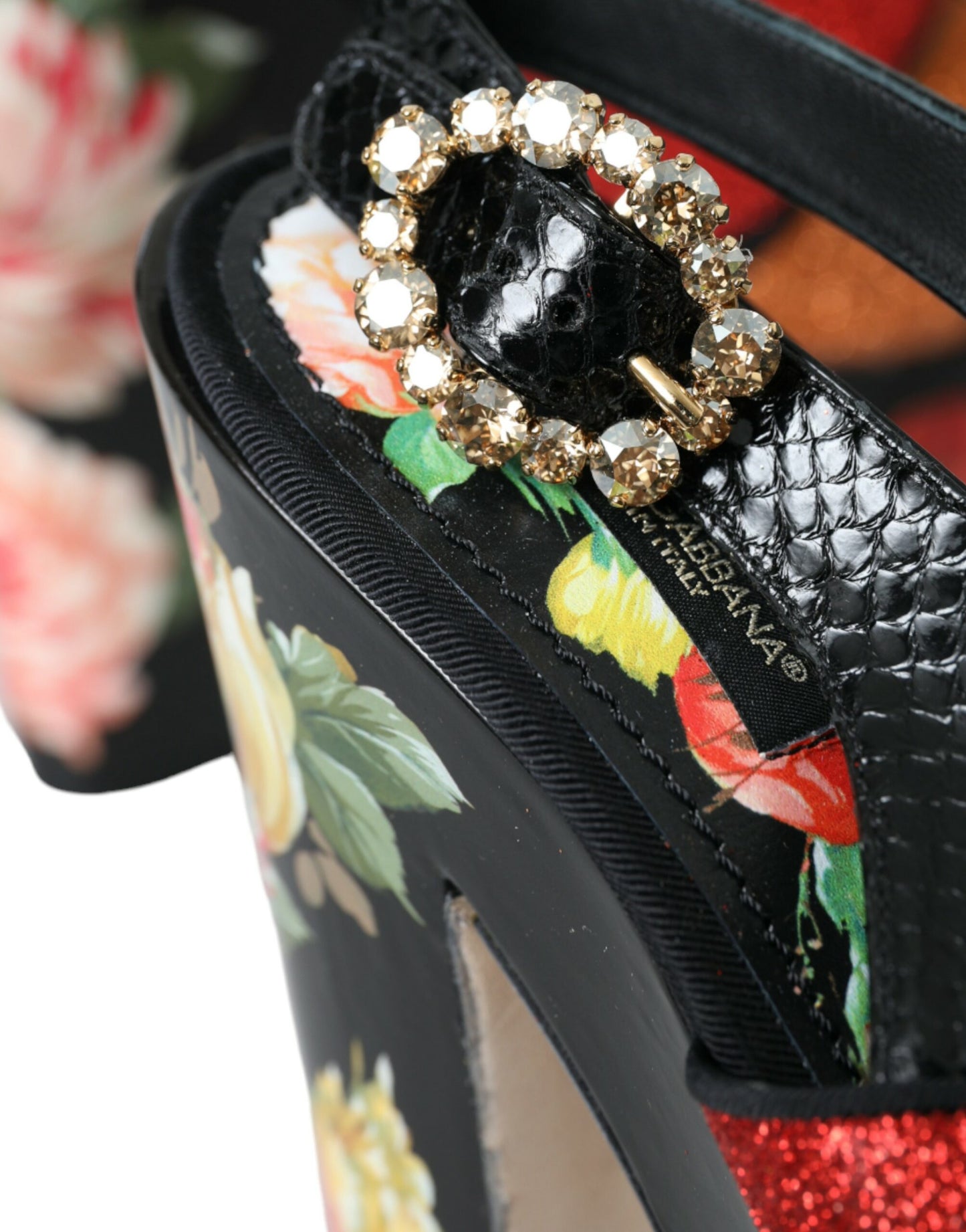 Багатобарвні босоніжки на платформі з квітковим кристалом Dolce &amp; Gabbana