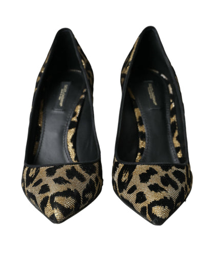 Туфлі-човники Dolce &amp; Gabbana Black Gold Leopard, Lurex Heels