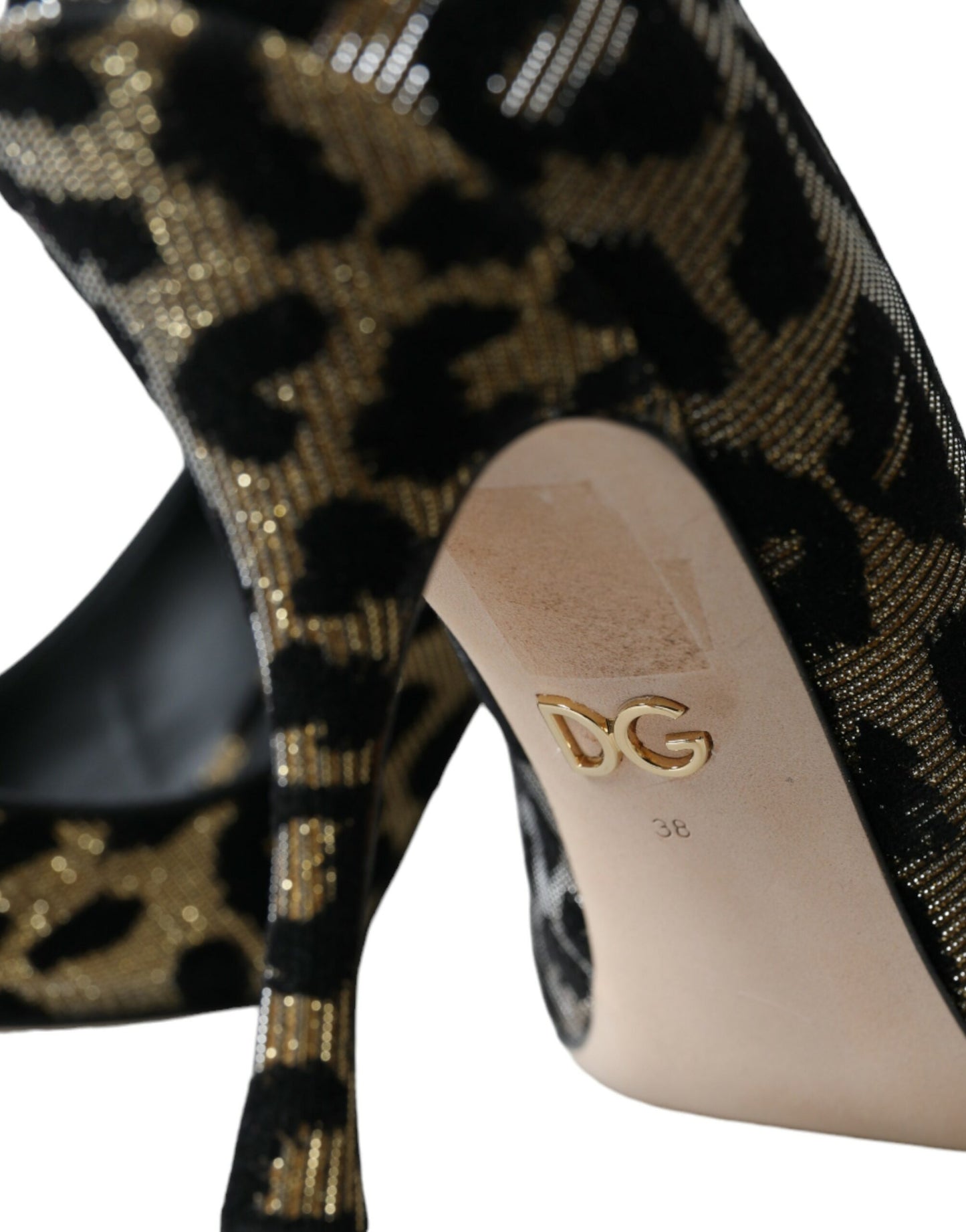 Туфлі-човники Dolce &amp; Gabbana Black Gold Leopard, Lurex Heels