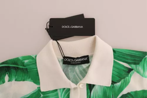 Шовкова футболка-поло Dolce &amp; Gabbana із принтом зелений банан