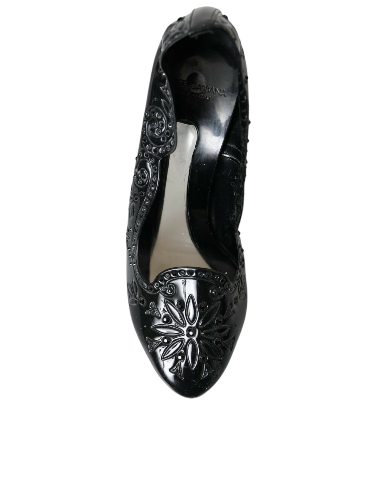 Туфлі-човники на підборах Dolce &amp; Gabbana Black Crystal CINDERELLA