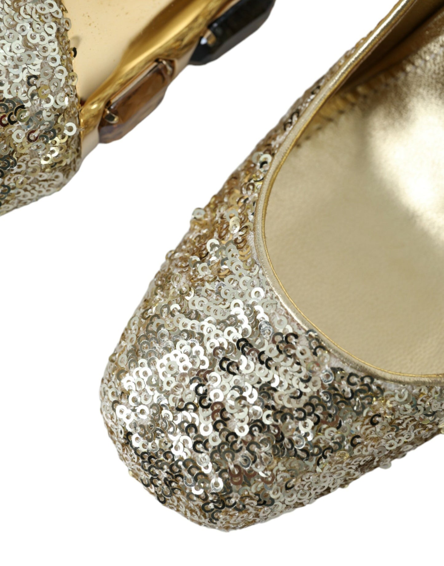 Туфлі-човники Dolce &amp; Gabbana із золотими блискітками та кришталевими підборами