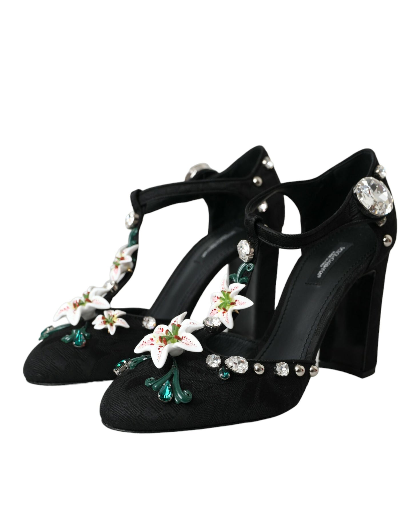 Туфлі-лодочки Dolce &amp; Gabbana Black Lilies Crystal Heels