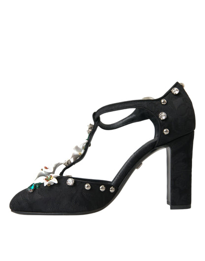 Туфлі-лодочки Dolce &amp; Gabbana Black Lilies Crystal Heels
