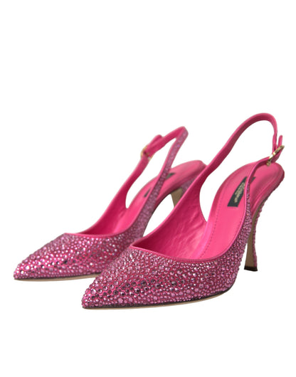 Туфлі-човники Dolce &amp; Gabbana Pink Slingbacks Crystal