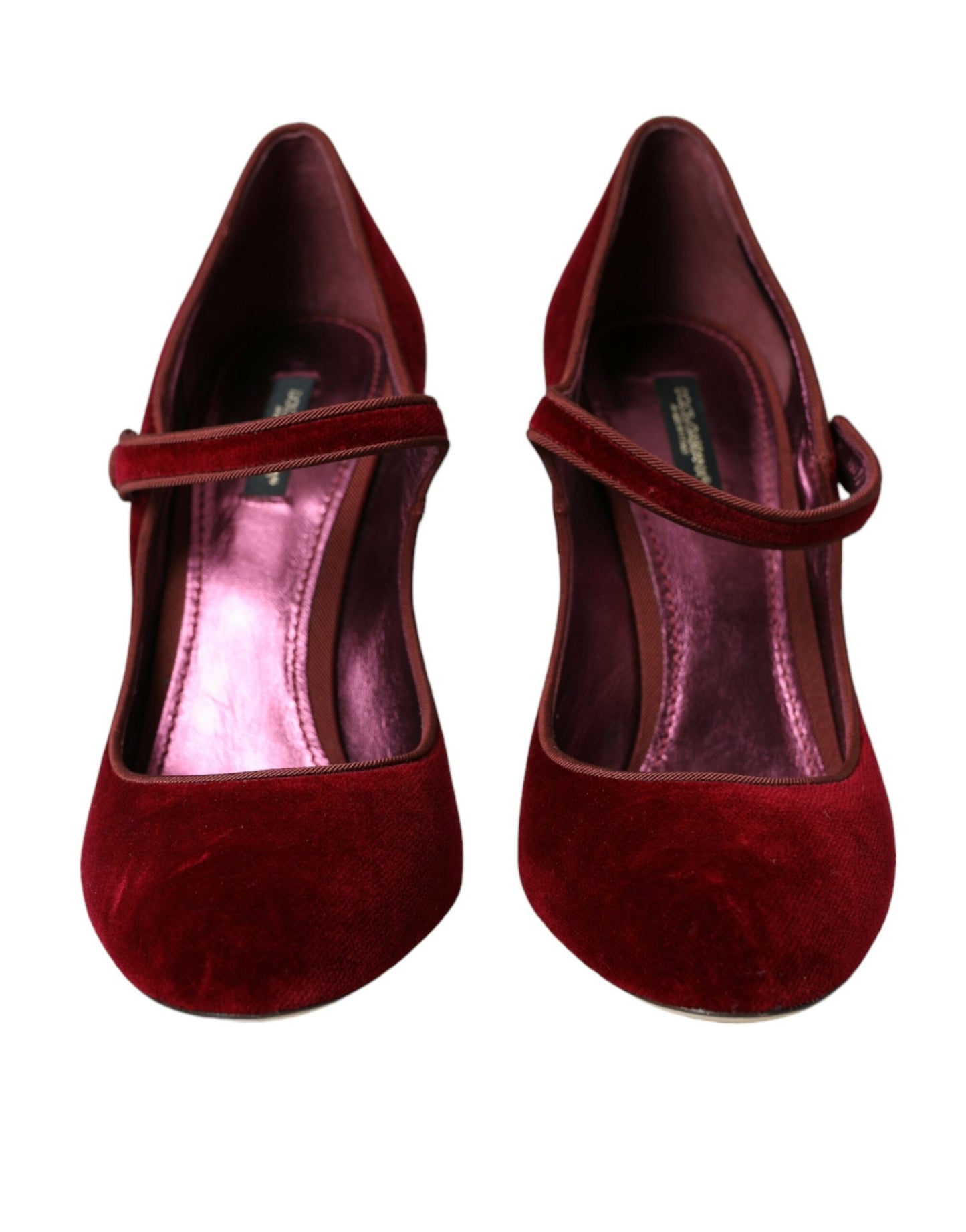 Dolce &amp; Gabbana Red Velvet Gold Crystals Heels Туфлі Мері Джейн