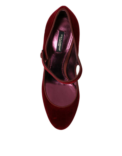 Dolce &amp; Gabbana Red Velvet Gold Crystals Heels Туфлі Мері Джейн
