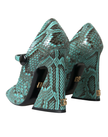 Туфлі-човники Dolce &amp; Gabbana Aqua Python Leather Mary Jane