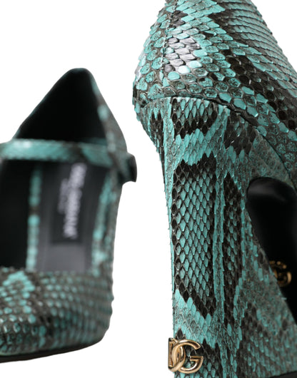 Туфлі-човники Dolce &amp; Gabbana Aqua Python Leather Mary Jane
