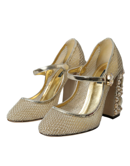Туфлі на підборах Dolce &amp; Gabbana Gold Mesh Crystal Mary Jane