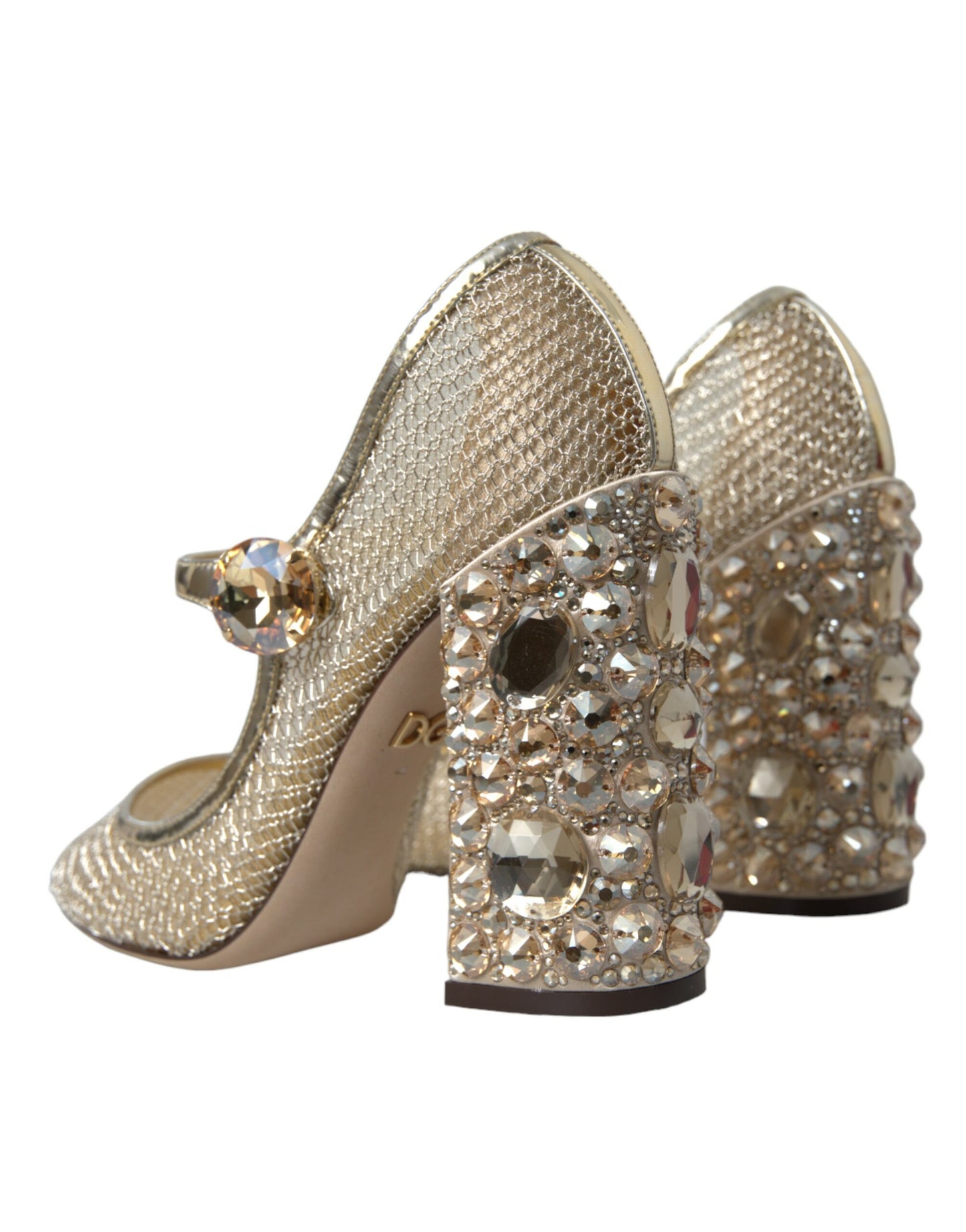 Туфлі на підборах Dolce &amp; Gabbana Gold Mesh Crystal Mary Jane